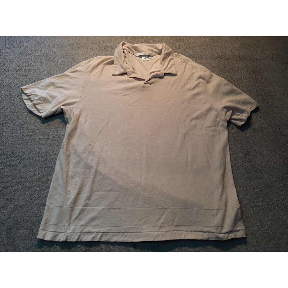 Perry Ellis Shirt Womens XL Short Sleeve Collared Off White Cotton Top